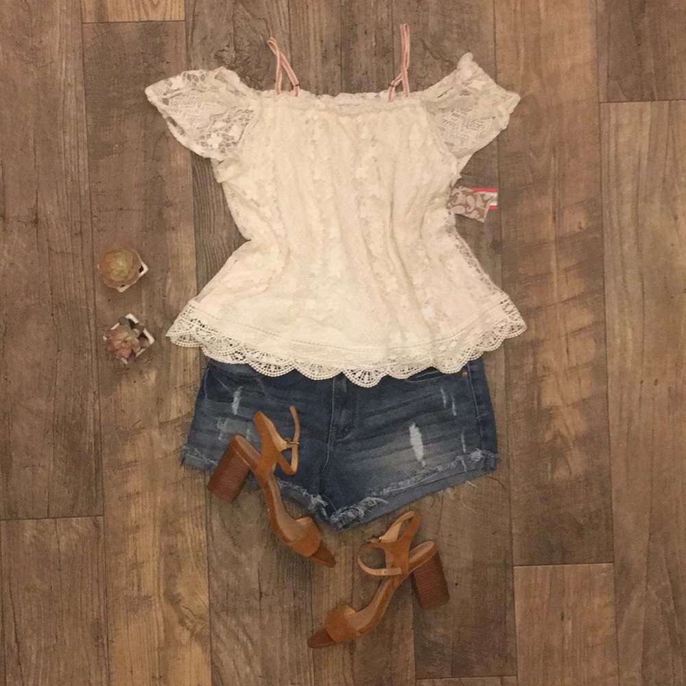Xhilaration cream lace over the shoulder top